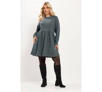 Yours Women's Crew Neck Gathered Dress in Grey | Size: 22/24