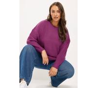 Yours Women's Crew Neck Knitted Jumper in Pink | Size: 22/24