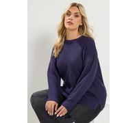 Yours Women's Crew Neck Knitted Jumper in Purple | Size: 26/28