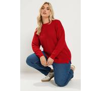 Yours Women's Crew Neck Knitted Jumper in Red | Size: 14/16