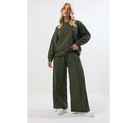 Yours Curve Khaki Crew Neck Sweatshirt & Jogger Set - Women's - Plus Size Curve