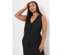 Yours Curve Crinkle Plisse Waistcoat - Women's - Plus Size Curve Black