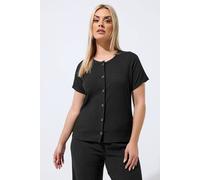 Yours Women's Crinkle Short Sleeve Top in Black | Size: 16 Yours Black 16