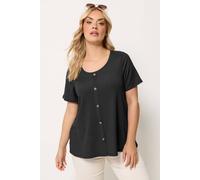 Yours Women's Crinkle T-Shirt in Black | Size: 26/28