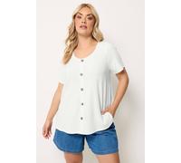 Yours Women's Crinkle T-Shirt in White | Size: 22/24