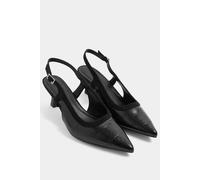 Yours Women's Croc Embossed Sling Back Heels In Wide E Fit in Black | Size: 9E