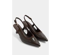 Yours - Brown Croc Embossed Sling Back Heels in Wide E Fit - Women's