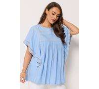 Yours Women's Crochet Drape Sleeve Blouse in Baby Blue | Size: 22-24 Yours Baby Blue 22-24