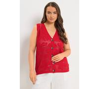 Yours Curve Crochet Knitted Waistcoat - Women's - Plus Size Curve