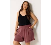 Yours Women's Crochet Shirred Shorts in Dark Pink | Size: 20