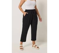 Yours Curve Crochet Side Crop Trousers - Women's - Plus Size Curve Black
