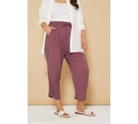 Yours Curve Berry Crochet Trim Cropped Trousers - Women's - Plus Size Curve Red