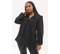 Yours Women's Crochet Trim Frill Top in Black | Size: 26-28 Yours Black 26-28