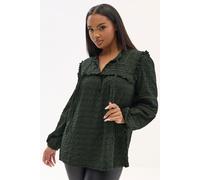 Yours Women's Crochet Trim Frill Top in Dark Green | Size: 20 Yours Dark Green 20