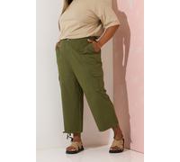 Yours Women's Cropped Cargo Trousers in Light Khaki | Size: 14 Yours Light Khaki 14