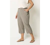 Yours Women's Cropped Cargo Trousers in Natural | Size: 30/32