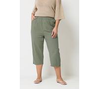 Yours Curve Green Cool Cotton Cropped Trousers - Women's - Plus Size Curve