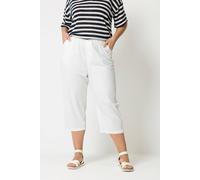 Yours Women's Cropped Cotton Trousers in White | Size: 26/28