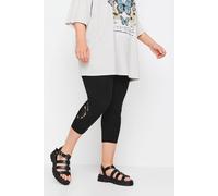 Yours Curve Lace Stretch Cropped Leggings - Women's - Plus Size Curve Black
