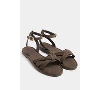 Yours - Brown Faux Suede Cross Over Sandals In Extra Wide Eee Fit - Women's
