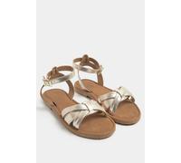 Yours Women's Cross Over Sandals In Extra Wide EEE Fit in Gold | Size: 7EEE