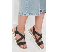 Yours - Cross Over Strappy Wedge Sandals In Wide E & Extra Wide Eee Fit - Women's