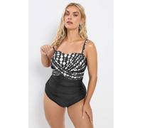 Yours Women's Crossover Spot Print Swimsuit in Black | Size: 20 Yours Black 20