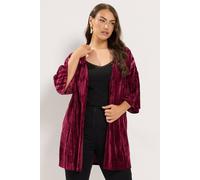 Yours Women's Crushed Velour Kimono in Wine | Size: 22/24