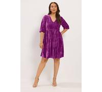 Yours Women's Crushed Velour Tea Dress in Bright Pink | Size: 20