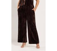 Yours Women's Crushed Velour Trousers in Chocolate | Size: 20
