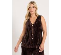 Yours Women's Crushed Velour Waistcoat in Brown | Size: 12