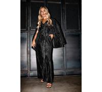 Yours Curve Crushed Velvet Blazer - Women's - Plus Size Curve Black