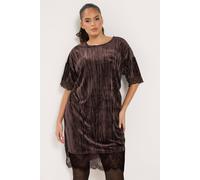 Yours Women's Crushed Velvet Lace Dress in Chocolate | Size: 22/24