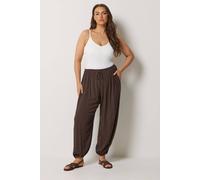 Yours Curve Brown Cuffed Balloon Trousers - Women's - Plus Size Curve