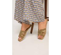 Yours Women's Cut Out Mule Sandals In Wide E Fit in Olive | Size: 5EEE Yours Olive 5EEE