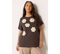 Yours Women's Daisy Applique T-Shirt in Chocolate | Size: 30-32 Yours Chocolate 30-32