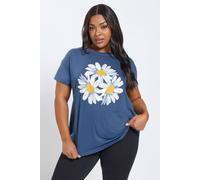 Yours Women's Daisy Embellished Graphic T-Shirt in Blue | Size: 14 Yours Blue 14