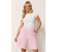 Yours Women's Daisy Jersey Shorts in Light Pink | Size: 16 Yours Light Pink 16