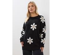 Yours Women's Daisy Knitted Jumper in Black | Size: 18-20 Yours Black 18-20