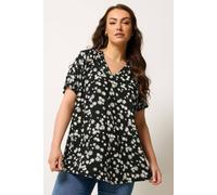 Yours Women's Daisy Notch Neck Blouse in Black | Size: 16 Yours Black 16