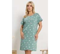 Yours Women's Daisy Placket Nightdress in Light Green | Size: 38-40 Yours Light Green 38-40