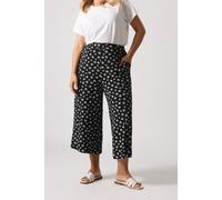 Yours Curve Daisy Print Cropped Trousers - Women's - Plus Size Curve Black