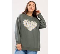 Yours Women's Daisy Print Studded Sweatshirt in Green | Size: 26-28 Yours Green 26-28