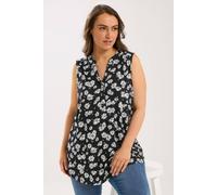 Yours Curve Daisy Floral Sleeveless Blouse - Women's - Plus Size Curve Black