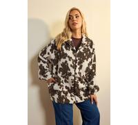 Yours Women's Dalmatian Print Zip Through Fleece in White | Size: 26/28
