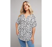 Yours Curve Dalmatian Print Short Sleeve Blouse - Women's - Plus Size Curve White