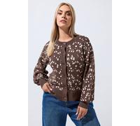 Yours Women's Deer Print Cardigan Sweater in Chocolate | Size: 14/16
