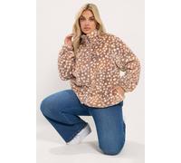 Yours Women's Deer Print Zip Through Fleece in Brown | Size: 22/24