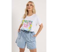 Yours Women's Denim Drawstring Shorts in Mid Blue | Size: 16 Yours Mid Blue 16