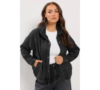 Yours Women's Denim Funnel Neck Bomber Jacket in Black | Size: 16 Yours Black 16